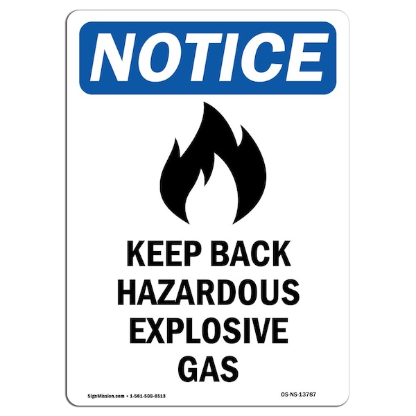 Safety Sign, OSHA Notice, 18" Height, Keep Back Hazardous Sign With Symbol, Portrait